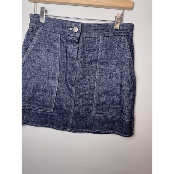 LVIR LA Project Mélange Denim Mini Skirt Blue Sz M Zip Fly Mid Wash Pockets NWT - Picture 12 of 15